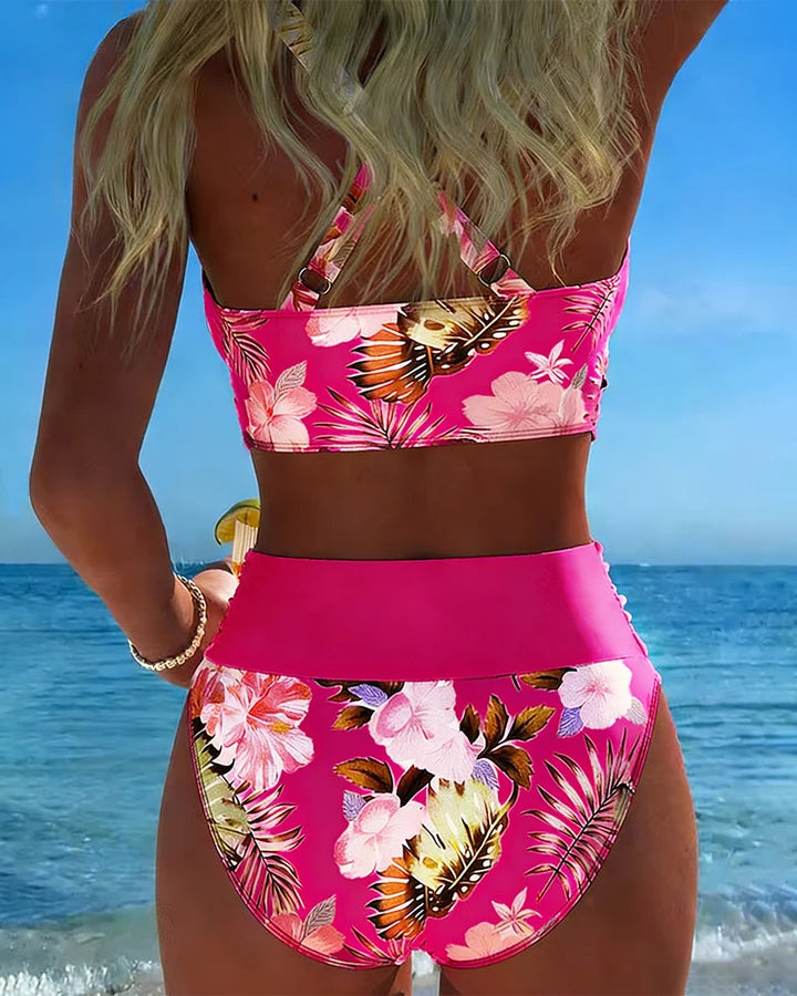 Jolina | Bikini met bloemenprint en split
