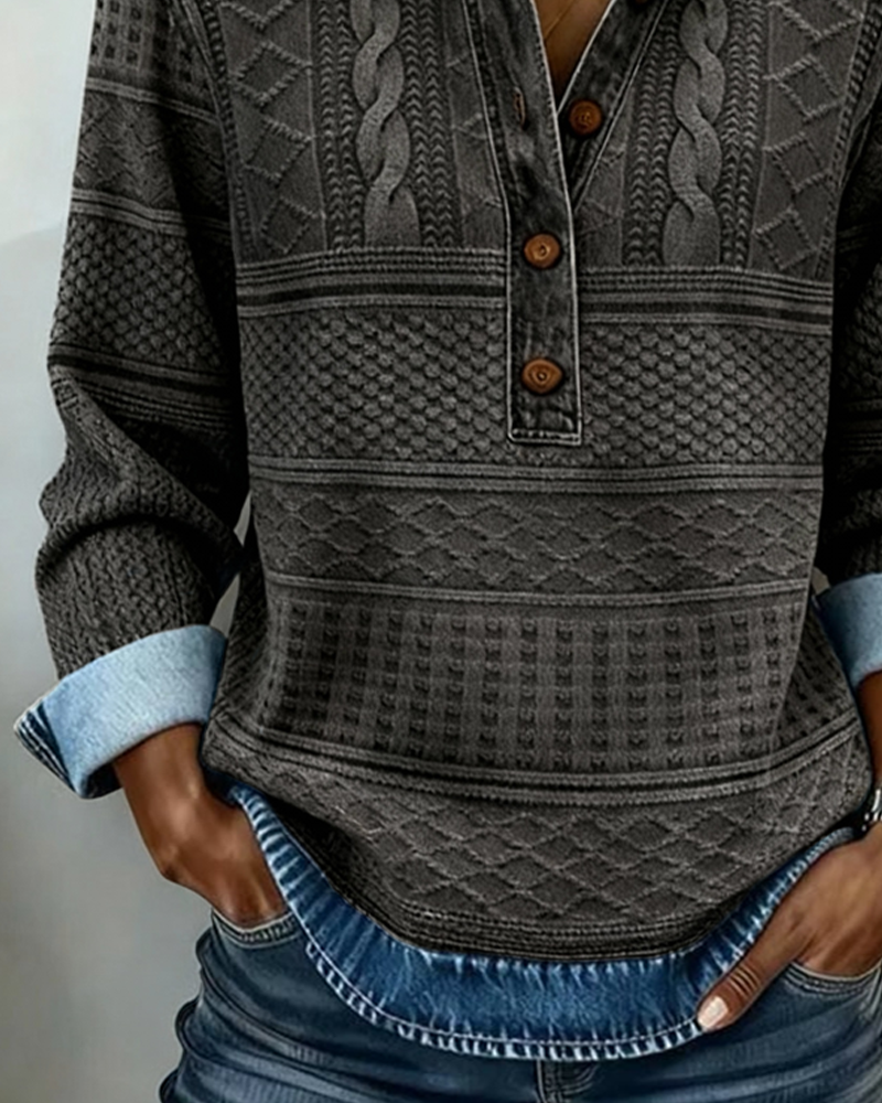 Dolores | Trendy sweatshirt met halve knoopsluiting en kraag