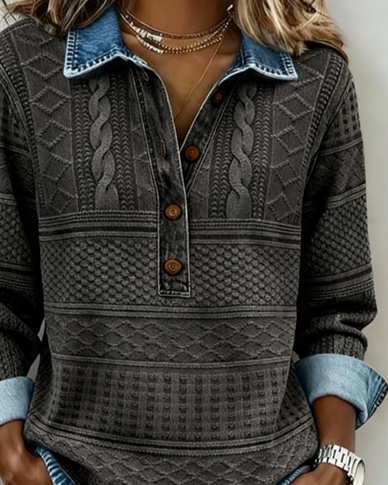 Dolores | Trendy sweatshirt met halve knoopsluiting en kraag