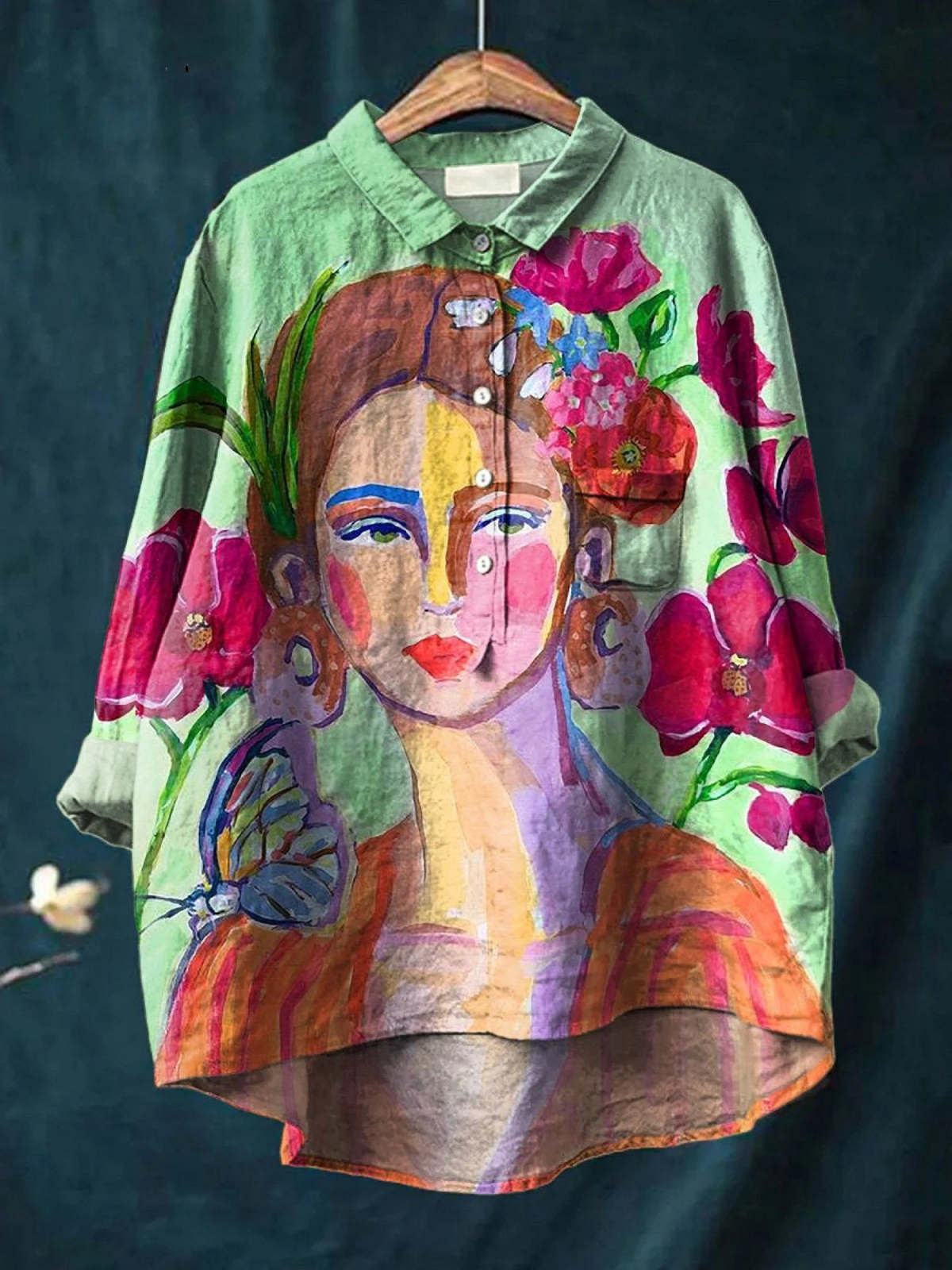 Amaris | Olieverf Schilderij Vrouwen Portret Kunst Geprint Casual Dames overhemd