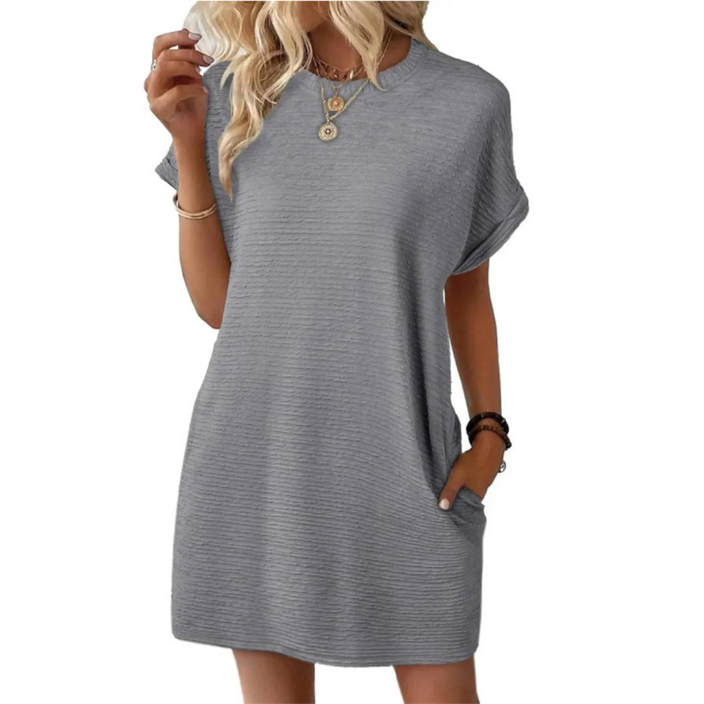 EVASHA™ – Casual Minimalistische Zomerjurk met Ronde Hals