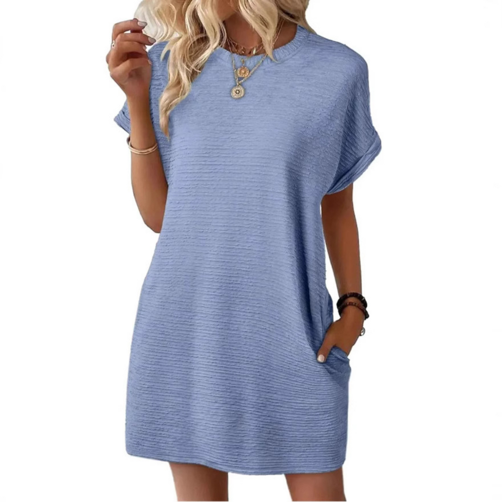 EVASHA™ – Casual Minimalistische Zomerjurk met Ronde Hals