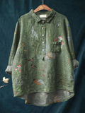 Averill | Casual overhemd voor dames met herhalend patroon van bos en dieren
