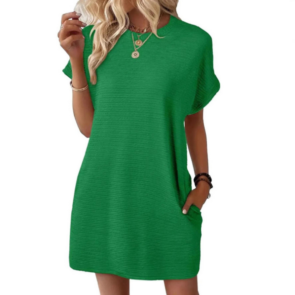 EVASHA™ – Casual Minimalistische Zomerjurk met Ronde Hals