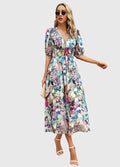 Merlin™ | Flatterende Midi-jurk met Bloemenprint