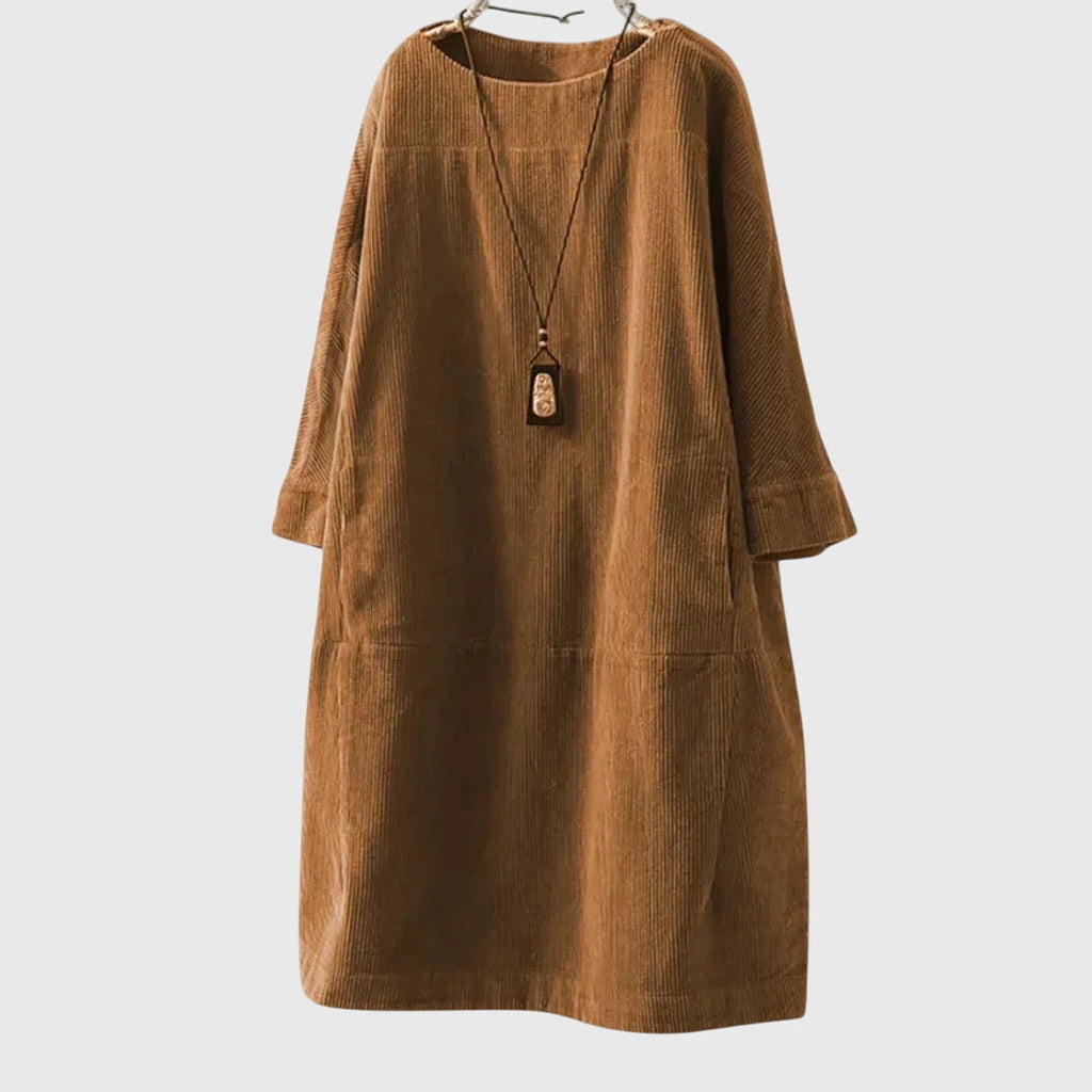 Grace | Ontspannen Corduroy Midi-jurk