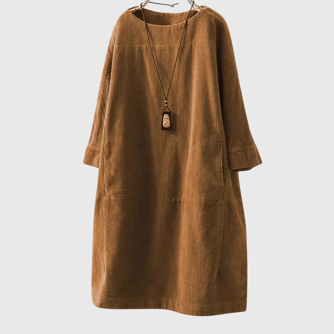 Grace | Ontspannen Corduroy Midi-jurk