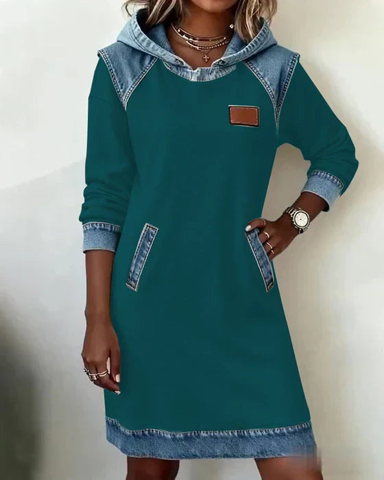 Lunariae – Casual Contrast Hoodie Jurk