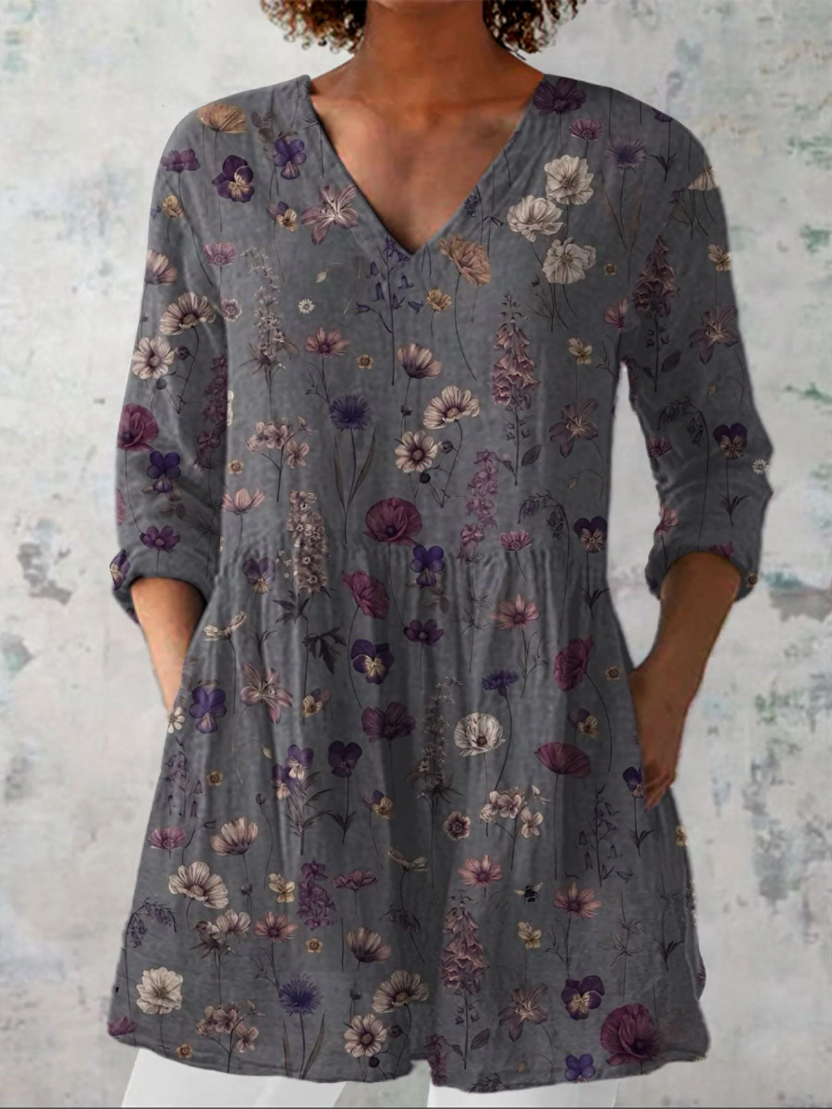 Audrey | Blouse met lange mouwen en V-hals