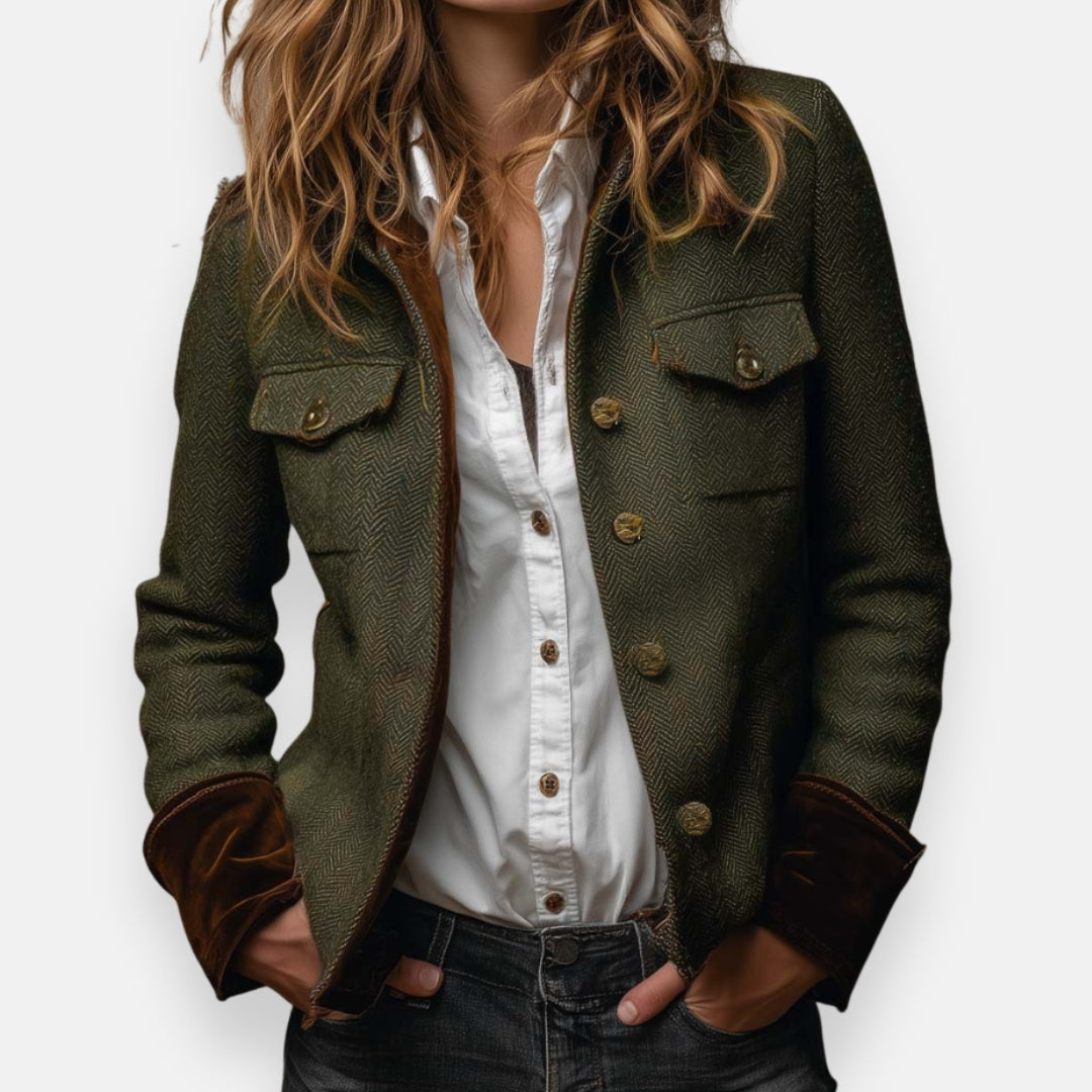 Corrie - Tweed Jasje met Fluweeldetails