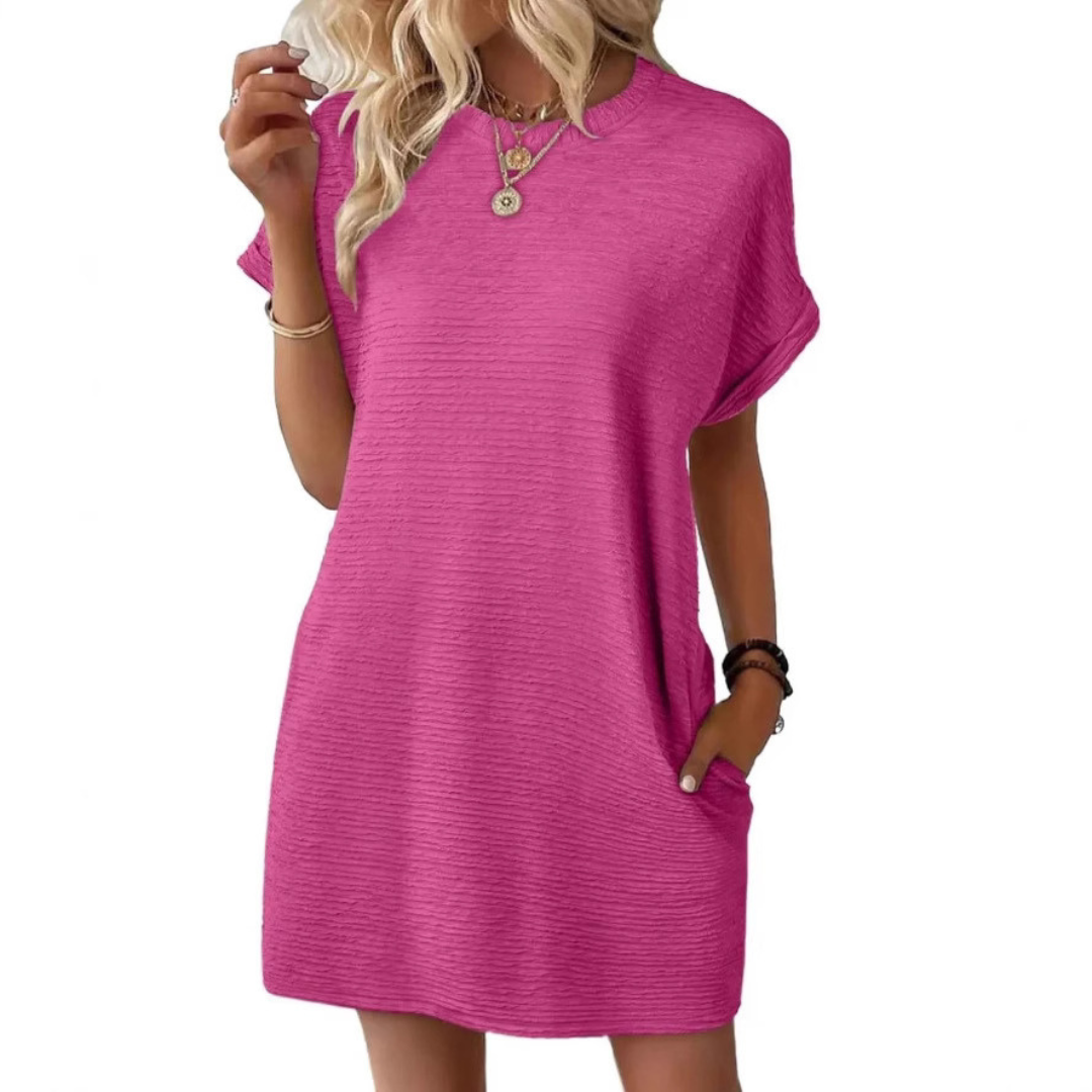 EVASHA™ – Casual Minimalistische Zomerjurk met Ronde Hals