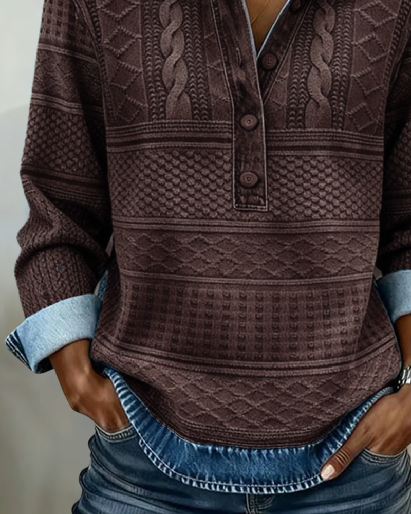 Dolores | Trendy sweatshirt met halve knoopsluiting en kraag