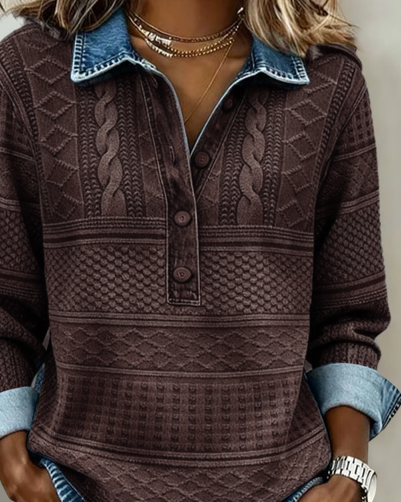Dolores | Trendy sweatshirt met halve knoopsluiting en kraag