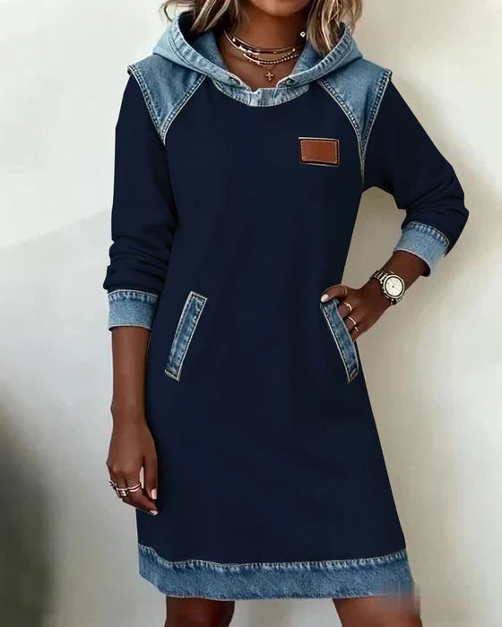 Lunariae – Casual Contrast Hoodie Jurk