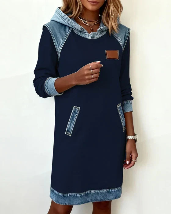 Lunariae – Casual Contrast Hoodie Jurk