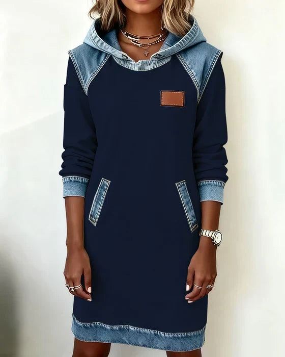 Lunariae – Casual Contrast Hoodie Jurk