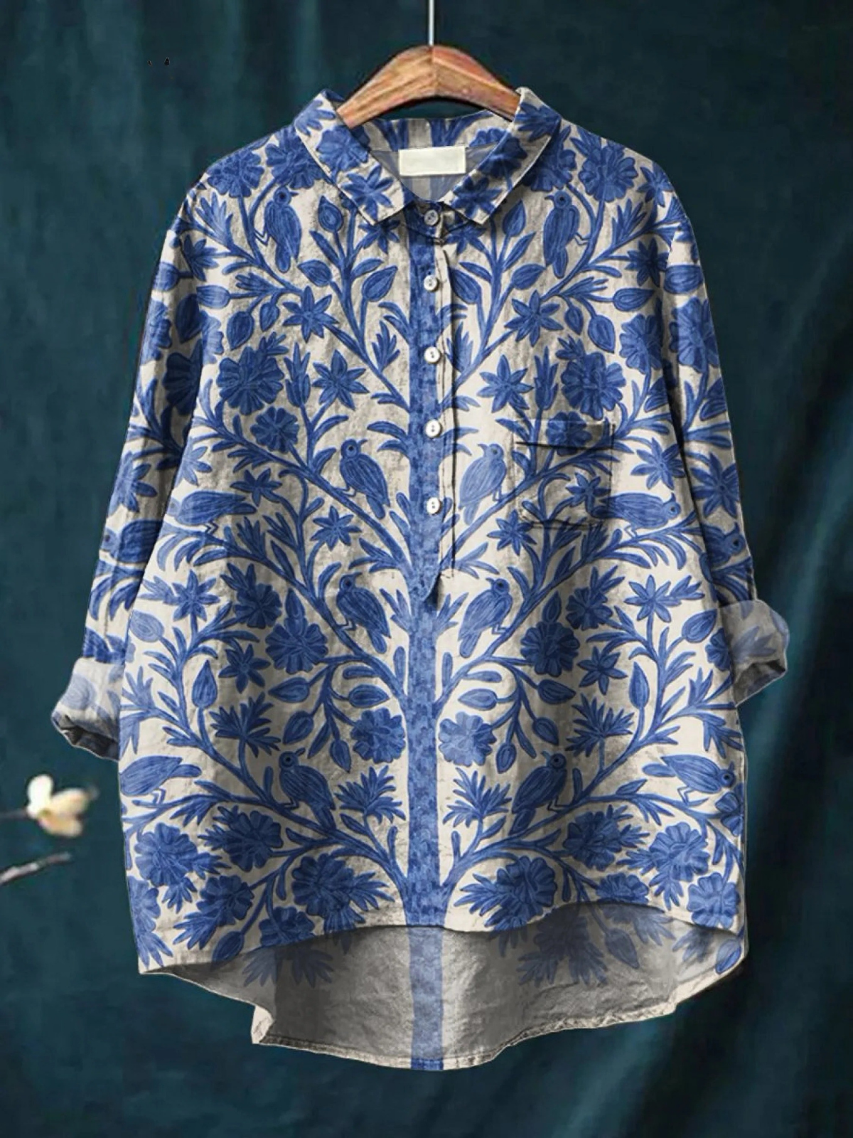 Indy | Casual overhemd met Indiase kunst bloemenprint in vintage stijl