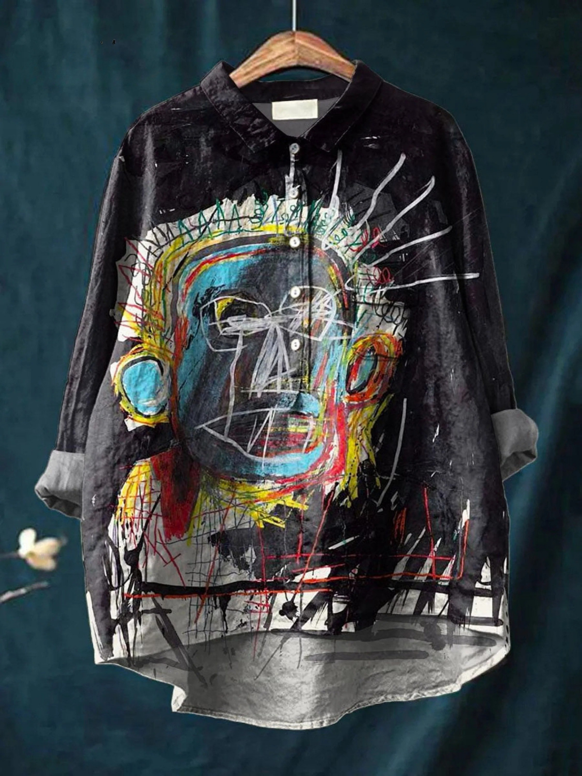 Kylie | Vintage Abstract Figuur Schilderij Kunstprint Casual Overhemd