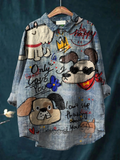 Kendra | Schattige Hondenkunst Print Casual Shirt
