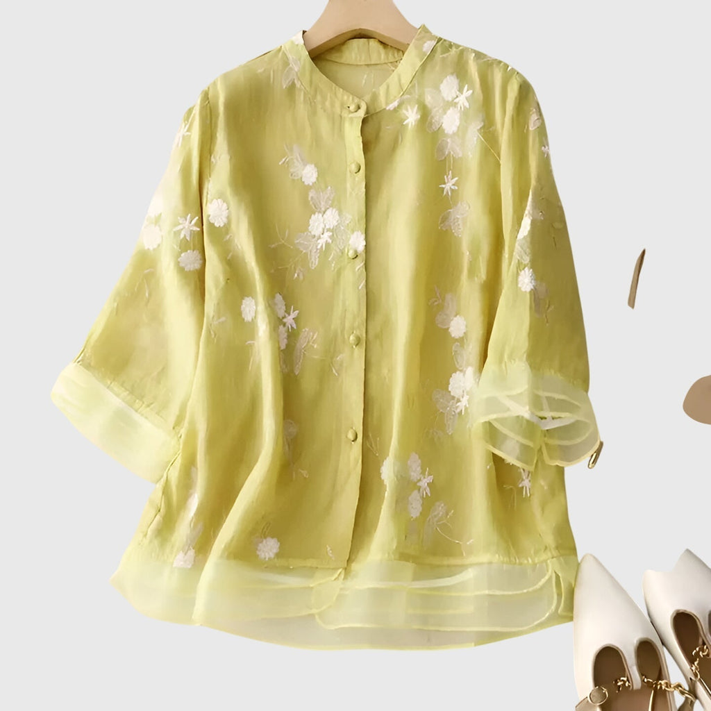 Nellie™ | Elegante Top met Geborduurde Bloemen