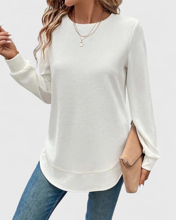 Nadyalyn | Elegante O-Hals Lange Mouw