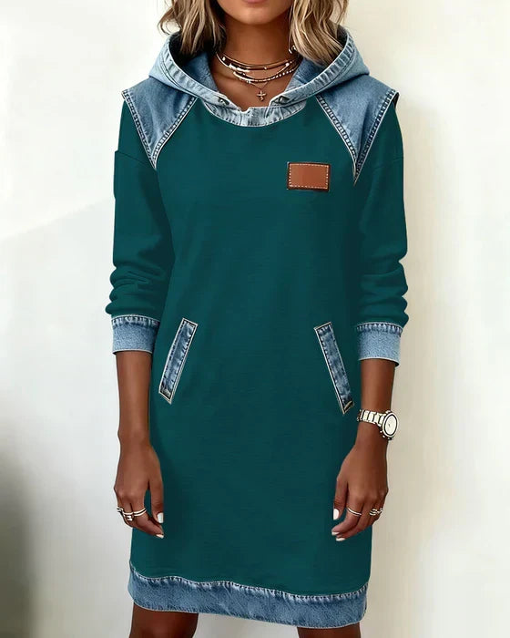 Lunariae – Casual Contrast Hoodie Jurk
