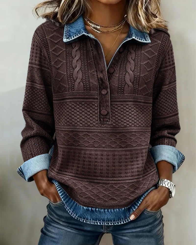 Dolores | Trendy sweatshirt met halve knoopsluiting en kraag