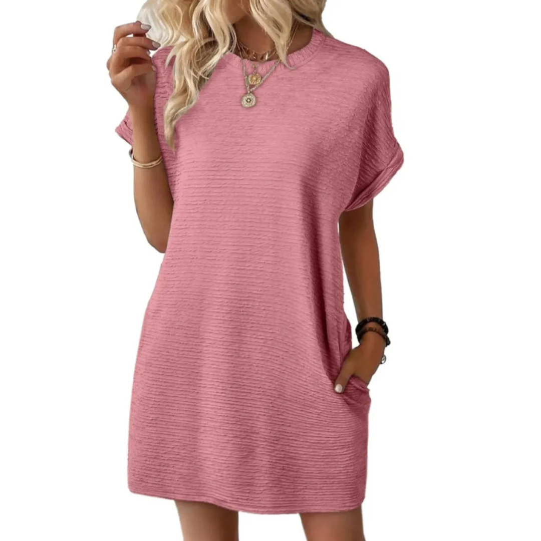 EVASHA™ – Casual Minimalistische Zomerjurk met Ronde Hals