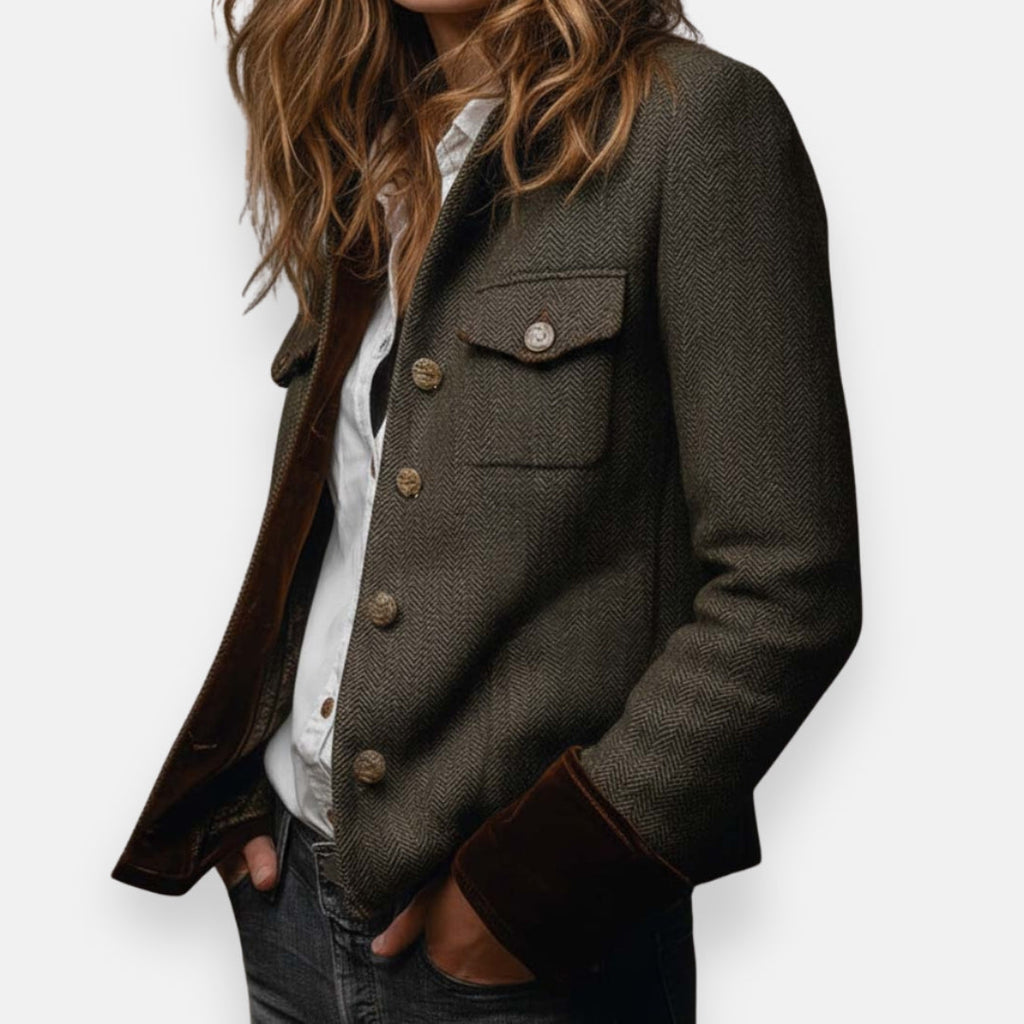 Corrie - Tweed Jasje met Fluweeldetails