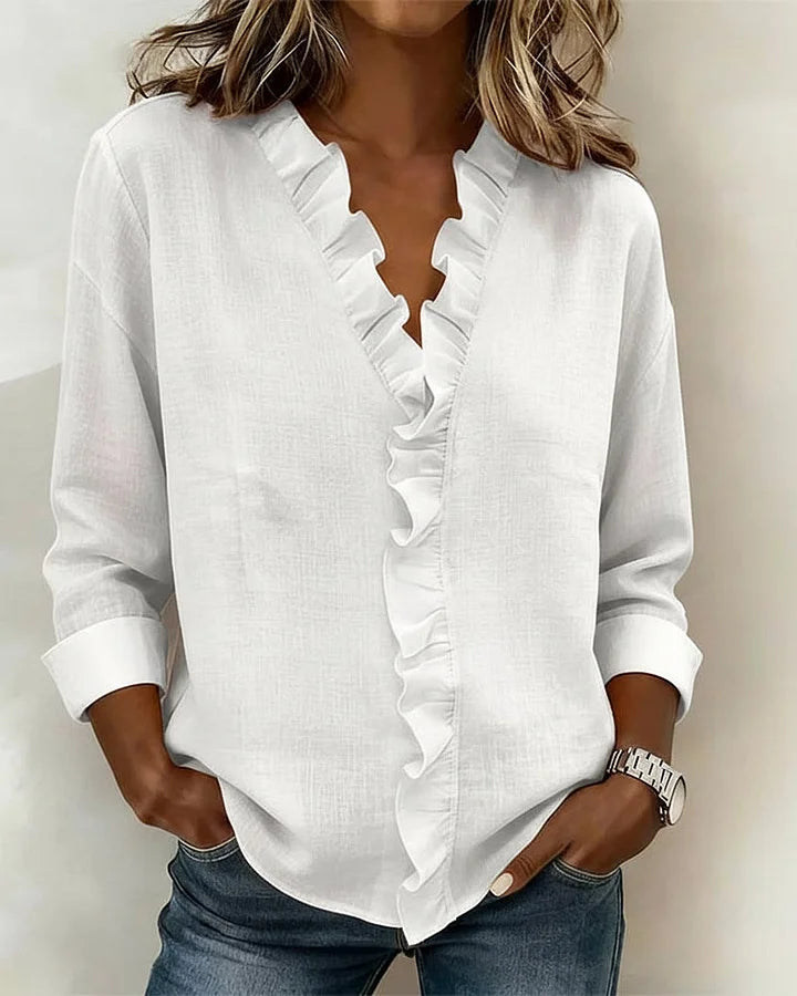 Indie | Blouse met Ruches en Lange Mouwen