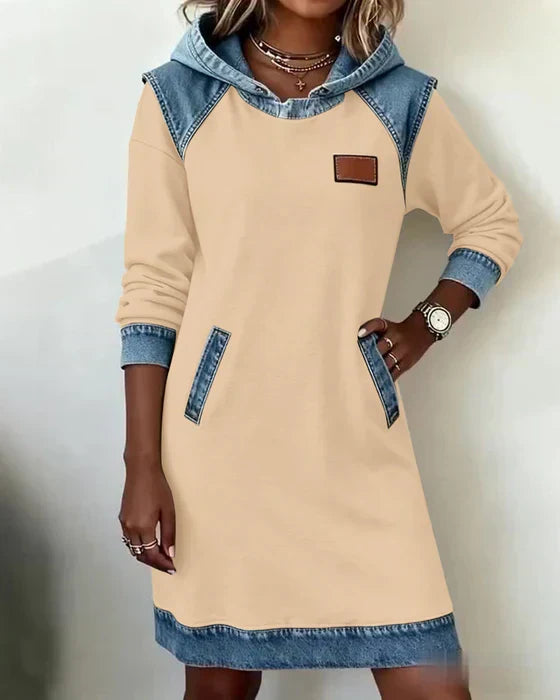 Lunariae – Casual Contrast Hoodie Jurk