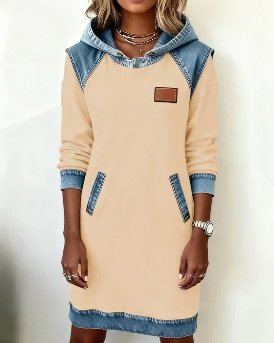 Lunariae – Casual Contrast Hoodie Jurk