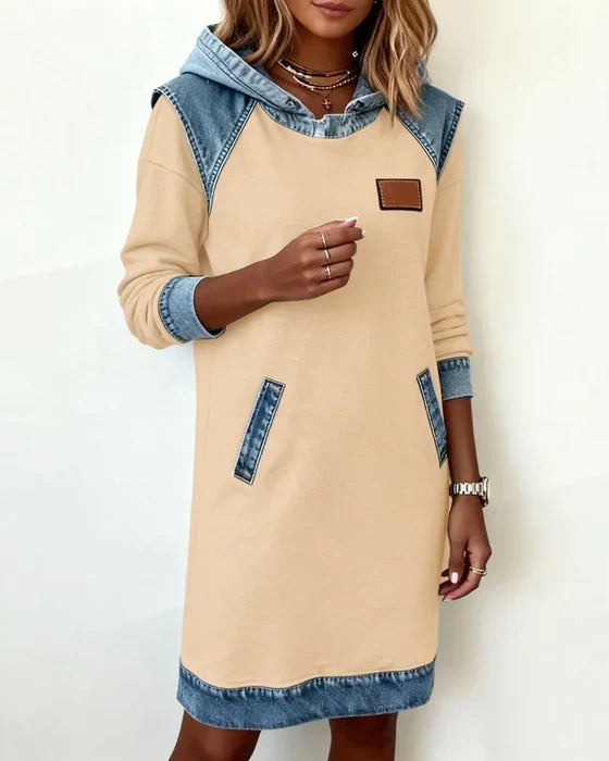 Lunariae – Casual Contrast Hoodie Jurk