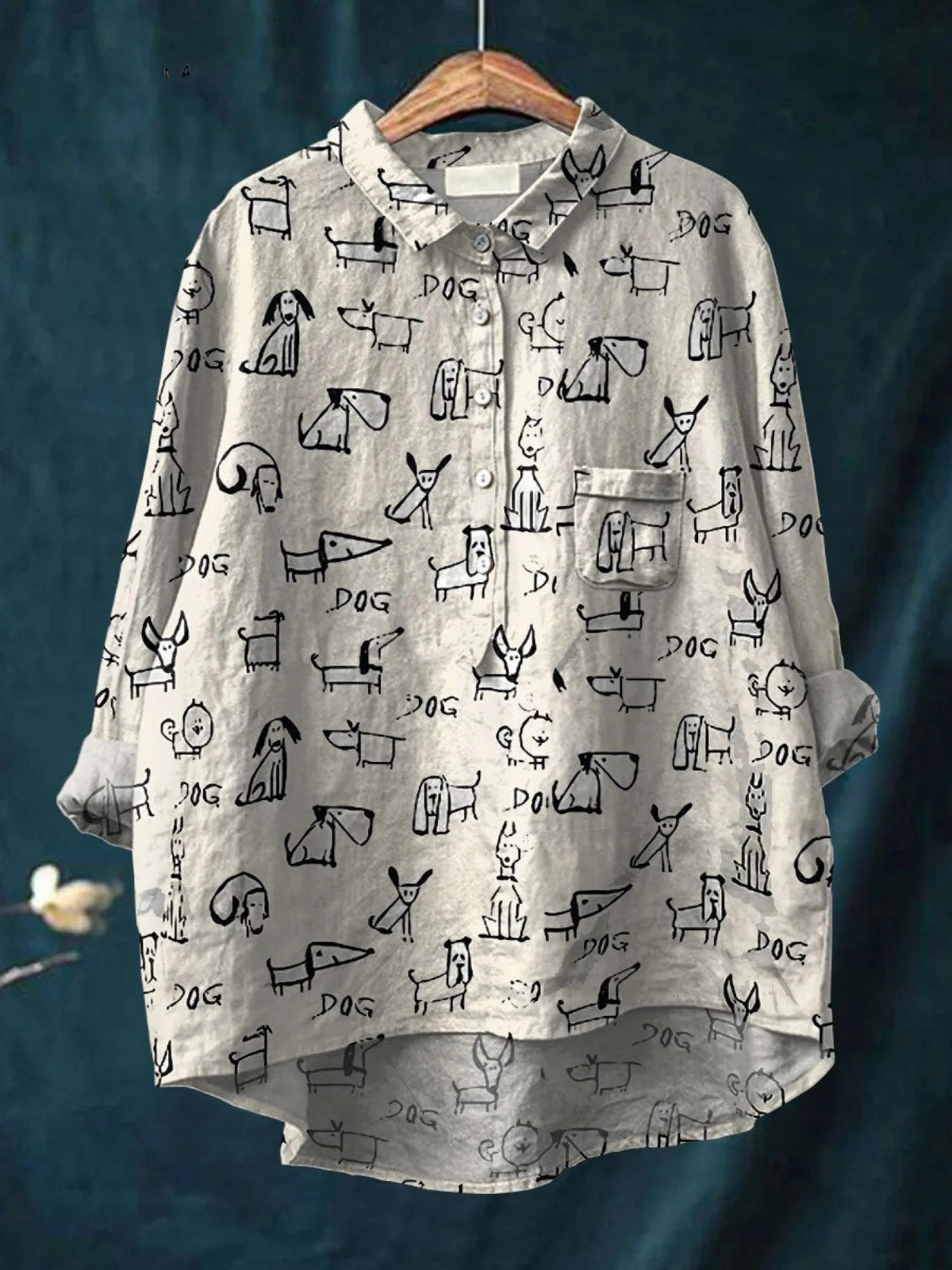 Faith | Casual dameshemd met schattige hondenprint