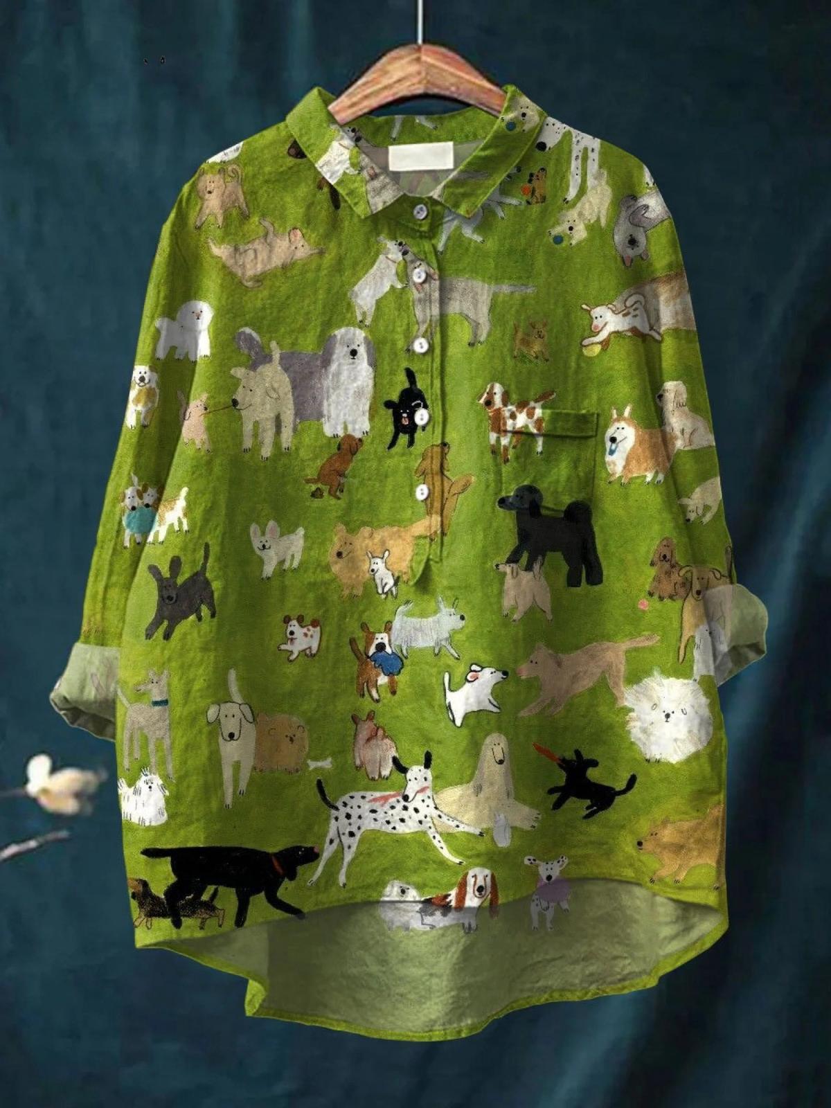 Althea | Casual shirt met schattige hondenprint voor dames