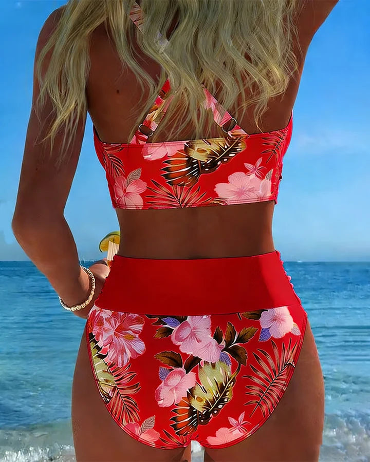 Jolina | Bikini met bloemenprint en split
