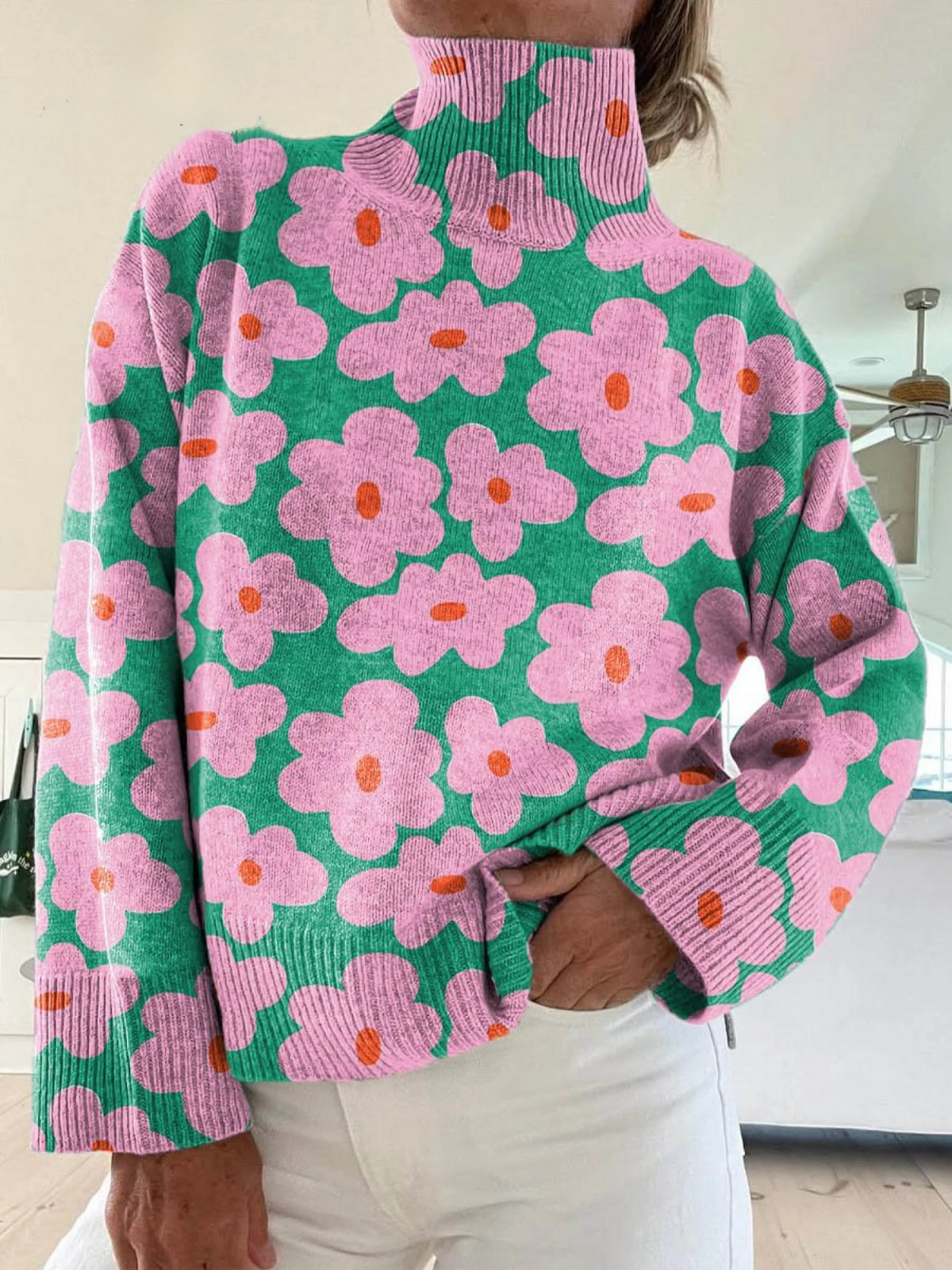 Aspen | Gebreide trui met bloemenprint