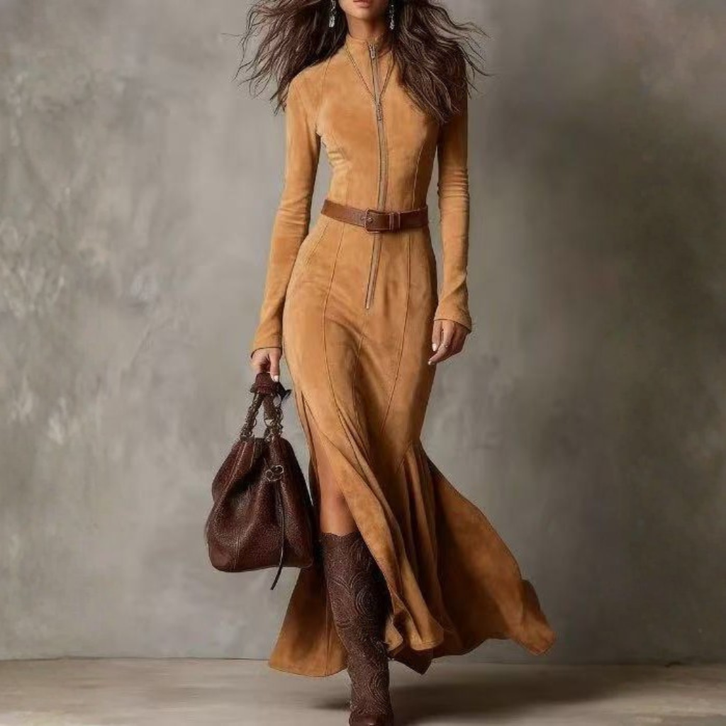 Lunori™ | Alessia Lange Suède Jurk