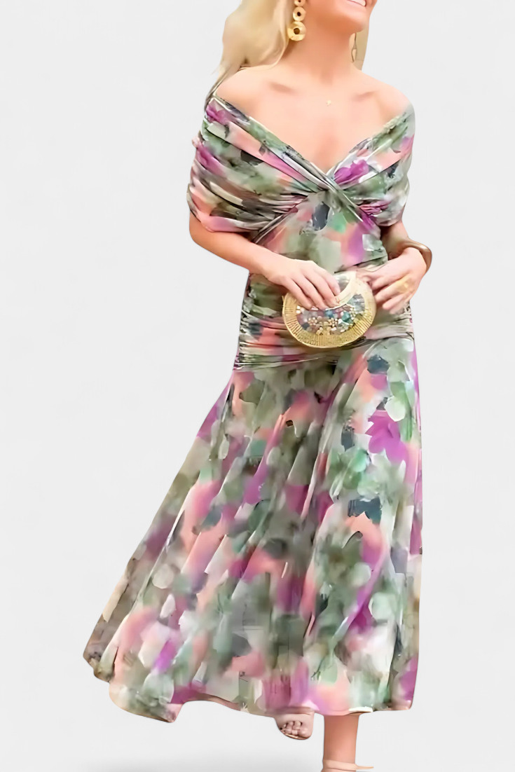 Alondra™ | Lange Bloemenjurk met V-hals