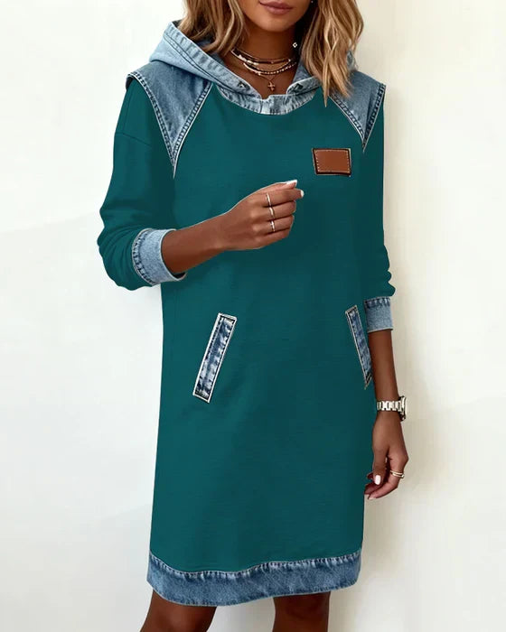 Lunariae – Casual Contrast Hoodie Jurk