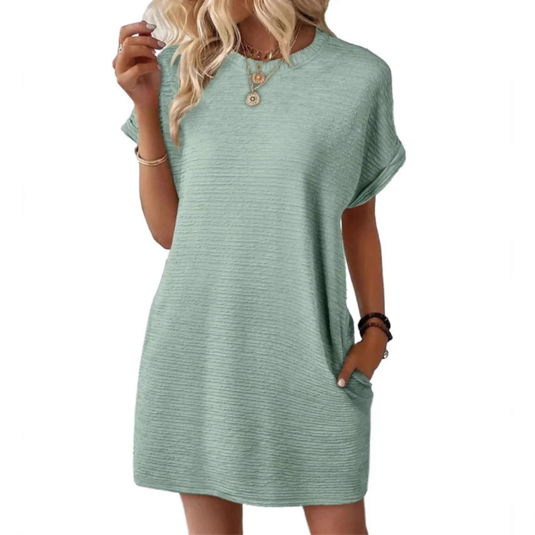EVASHA™ – Casual Minimalistische Zomerjurk met Ronde Hals