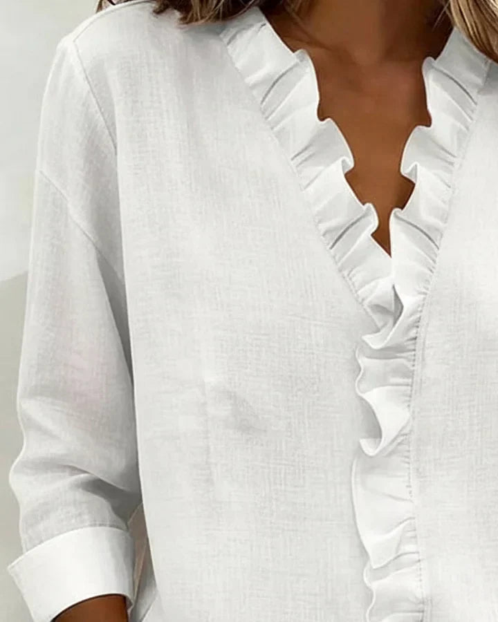 Indie | Blouse met Ruches en Lange Mouwen
