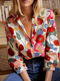 Ava | Levendige bloemenprint blouse met lange mouwen