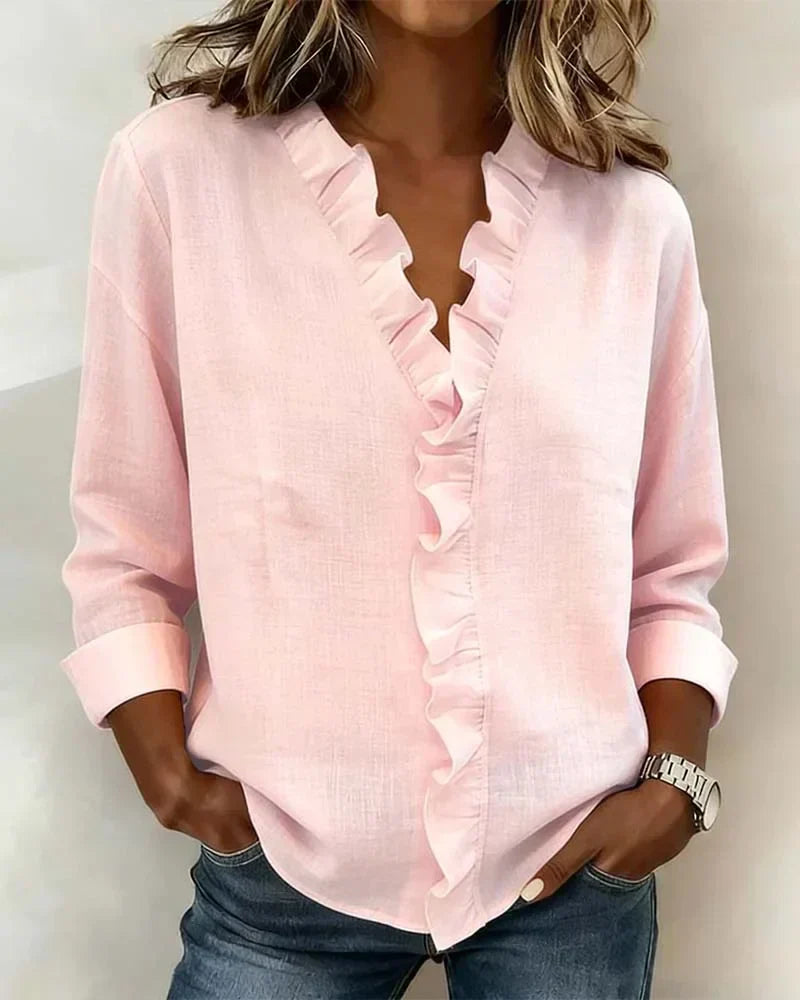 Indie | Blouse met Ruches en Lange Mouwen