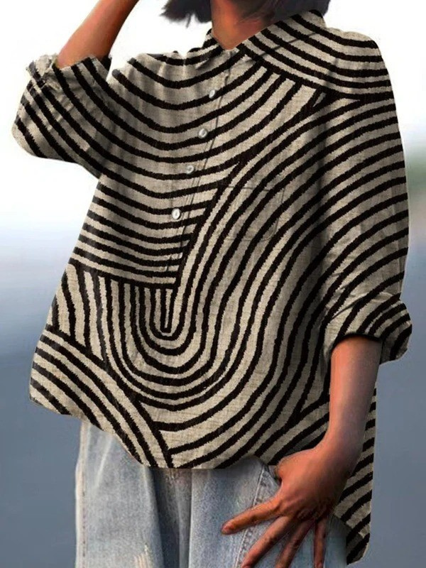 Cecelia | Casual damesshirt met rond lijnpatroon