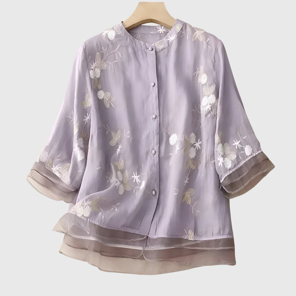 Nellie™ | Elegante Top met Geborduurde Bloemen