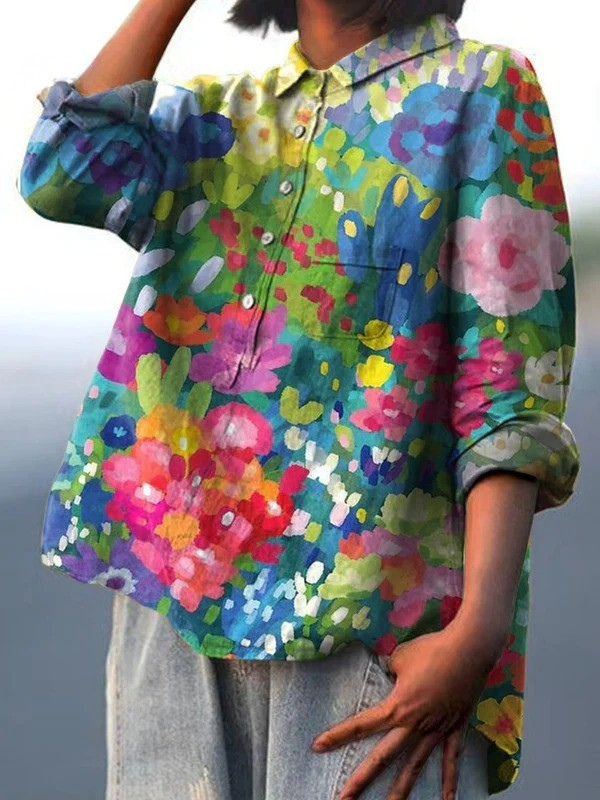 Jasimne | Casual overhemd voor dames met vintage bloemenprint