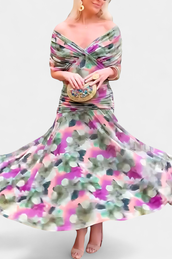 Alondra™ | Lange Bloemenjurk met V-hals