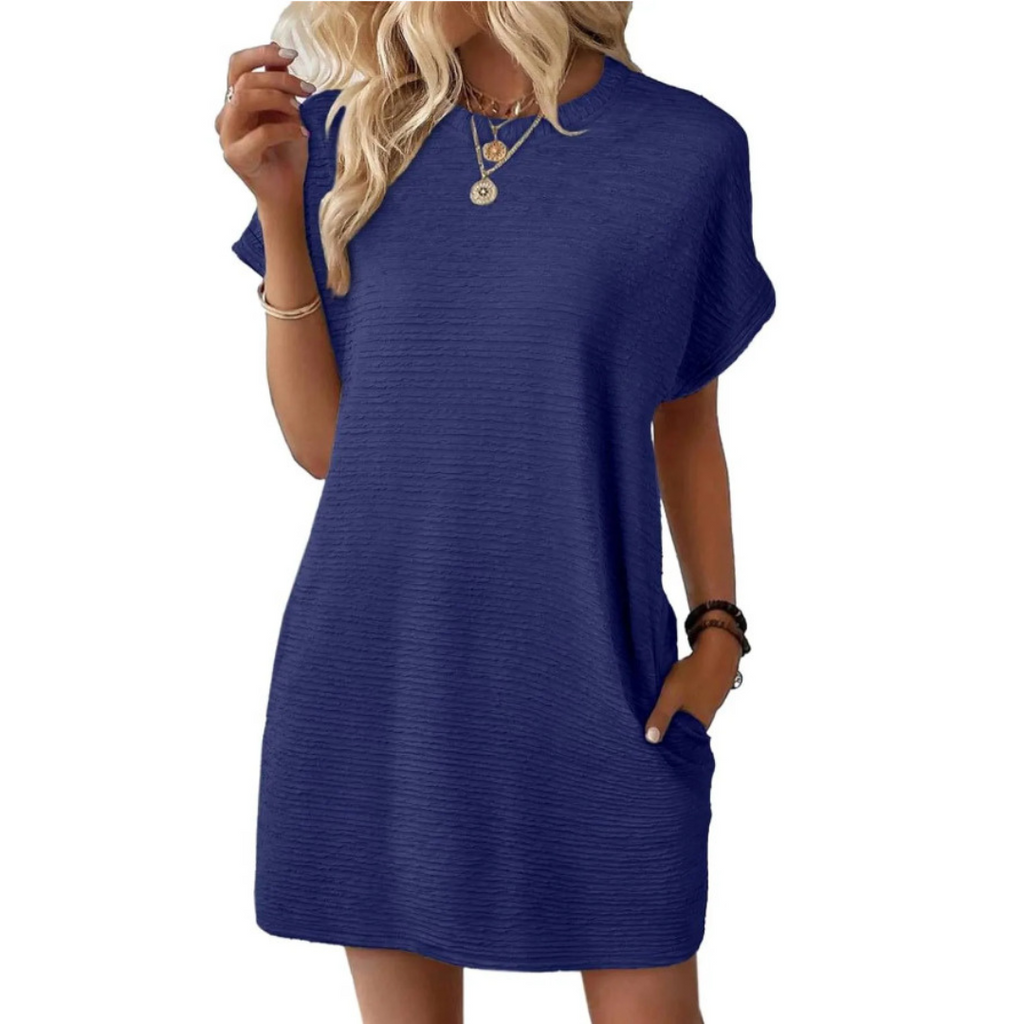 EVASHA™ – Casual Minimalistische Zomerjurk met Ronde Hals