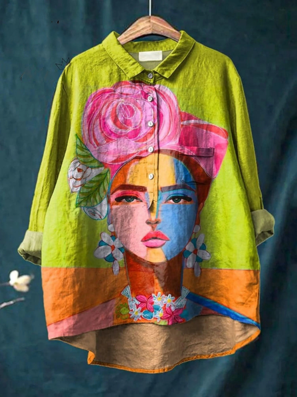 Eugen | Olieverfschilderij Freda Portret Kunst Bedrukt Casual Dames T-shirt